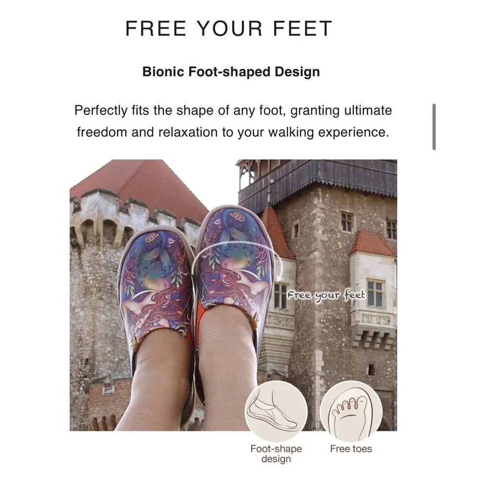 UIN The Little Mermaid Toledo I Women Slip‎ On Shoes Navy Blue Art Nouveau 10.5
